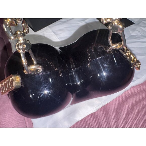 GCDS Heart Bag in Black New with Box Womens Gold Chain Mini Purse - Picture 8 of 14